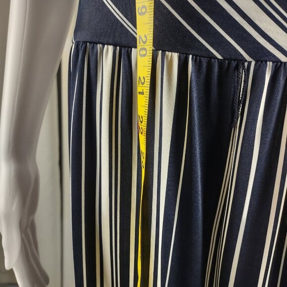 Emma & Michele Blue White Stripe Jersey V Neck Wide Leg Jumpsuit Size Large - Picture 7 of 14